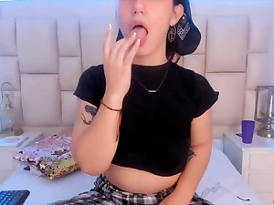 AngieStar69's glasses fog up as she heads naked and smashes her caboose and coochie with her fave fucktoy